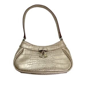 Y2k Vintage Liz Claiborne Gold Leather Baguette Bag Mini Bag